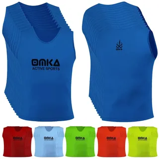 OMKA Trainingsleibchen OKLB01 12er Pack (Spar-Set, 12er-Pack) 12x OMKA Fußball Leibchen Trainingsleibchen blau Junior (M)