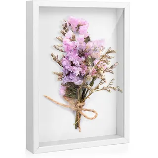 3D Bilderrahmen zum Befüllen 20x29 cm Tiefer Bilderrahmen A4 3D Objektrahmen Rahmen für Fotos Blumen Souvenirs und DIY Kunsthandwerk - Weiß