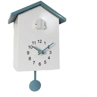 HOHOVYVY Kuckucksuhr Modern,Kuckucksuhr Wanduhr,Kuckucksuhr Stimmen Rufen Vogel Haus Wand Kunst Hause Wohnzimmer Büro Dekoration(White+Grey)