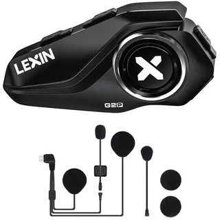 LEXIN G2P Motorrad Bluetooth Headset, Helm Kommunikationssystem für 2 bis zu 6 Personen in Reichweite von 1000m, IP67 Wasserdicht Freisprecheinrichtung mit FM Radio, Einzelpack