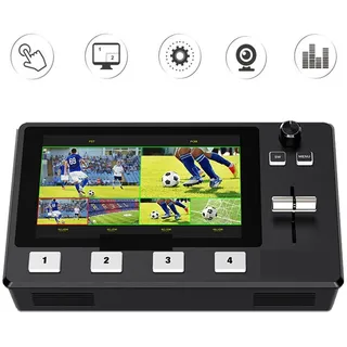 KOZWAY Videomixer L2 Plus 5,5-Zoll-LCD-Multikamera-Videomischer-Umschalter mit Touchscreen-PTZ-Steuertaste USB 3.0 for Live-Streaming