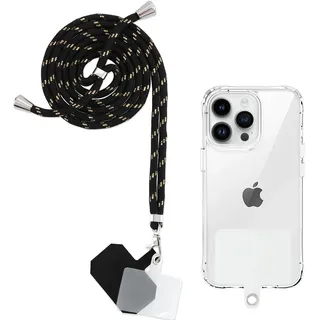 Yoedge Handyband Universal Schlüsselband zum Umhängen Handy Kette mit 2er Handy Lanyard Pads,Verstellbares Handy umhängeband Handyband Smartphonekette geeignet für jeder Hülle,Schwarzes Gold