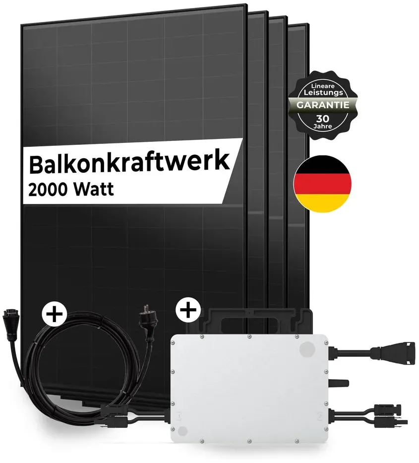 Sicatron 2000W Balkonkraftwerk - 4x 500W Bifazial - HMS-800W-2T - BC05 Kabel 15 Meter