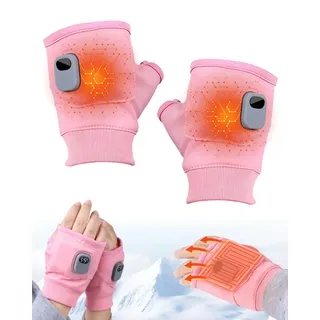 Beheizbare Handschuhe, 2026 Neu USB Beheizte Handschuhe, Touchscreen Beheizte Handschuhe für Männer Frauen mit 3 Temperaturstufen Beheizbare Motorradhandschuhe für Ski Jagd Motorradfahren (Rosa)
