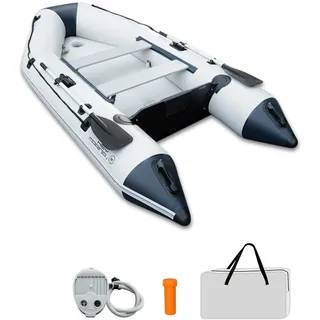 Schlauchboot Aufblasbares 3 m für 3–4 Personen – Wave, Motor geeignet, Freizeitboot, Paddelboot, Angelboot – Mit 2 Sitzbänken, Drop-Stitch-Boden, Paddel, Pumpe, Reparaturset & Tasche
