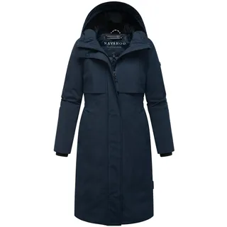 Navahoo Damen, Langer Mantel warmer Parka mit Kapuze und magnetischen Details Eismelodie 14 Navy Gr. L - L