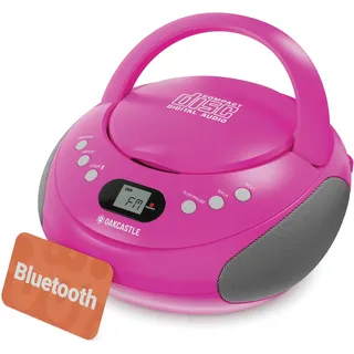 OAKCASTLE CD250 Tragbar Bluetooth Boombox | Einfache Kontrollen CD Player fur Kinder | Tragbare CD Spieler mit FM Radio, 30 Radiovoreinstellungen, LED-Anzeige & Kopfhörerbuchse (Rosa)
