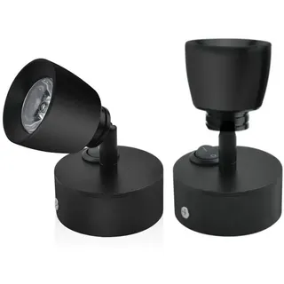 Luxvista LED-Leselampe, 12 V, 3 W, Schwarz, Innenwandleuchte, mit Schalter, 180 °, flexible Beleuchtung für Boot, Auto, Wohnwagen, Wohnmobil, Yacht, Van (warmweiß)