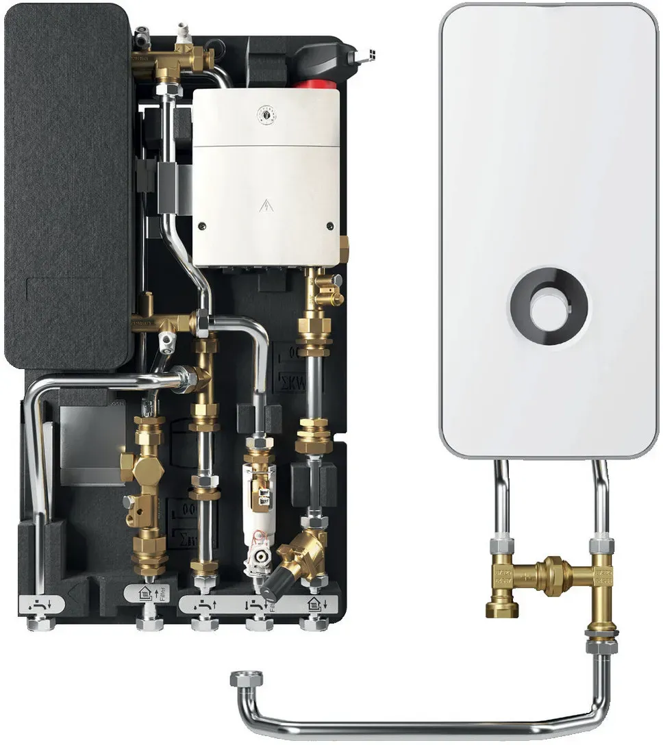 BOSCH Wohnungsstation 35 FWMHPS 35 kW, Edelstahl, mit Durchlauferhitzer