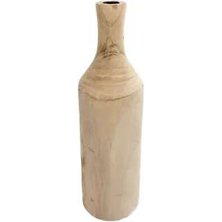 Design Holz Blumen Vase groß - natur / 46 cm - Holzvase XXL Flasche naturbelassen - Tischdeko Fensterdeko für Kunstpflanzen und Pampasgras