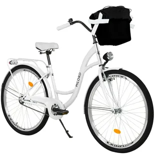 MILORD BIKES Cityrad Milord City Fahrrad Korb Damenfahrrad, 28/26 Zoll, Weiß, 1-Gang, 1 Gang weiß