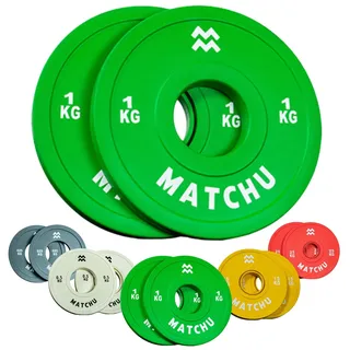 Matchu Sports Mini Hantelscheiben 2er Set - 1 kg ø 50mm - Bumper Plates - Fractional Plates grün 1kg