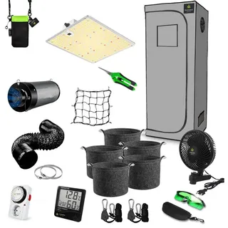 canna4home GrowBox Komplettset 60 x 60 x 180 cm grau Anbau Set Gewächshaus