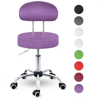 TRESKO Rollhocker mit Lehne Arbeitshocker Hocker Drehhocker Kosmetikhocker Praxishocker | Tresko