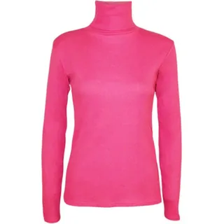 WearAll Damen Rollkragenpullover, langärmelig, Stretch, einfarbig, Gr. 36-42 Gr. 34-36, fuchsia - 34-36
