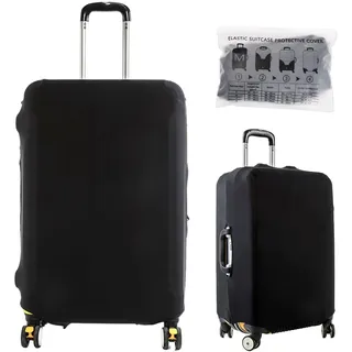 Elastische Gepäckabdeckung, Kofferabdeckung Gepäck, Kofferschutz, Gepäckschutzhülle, Kofferabdeckung, Kofferabdeckung, Staubdichter Trolleygepäckschutz, für Rollen, Schwarz, M - M