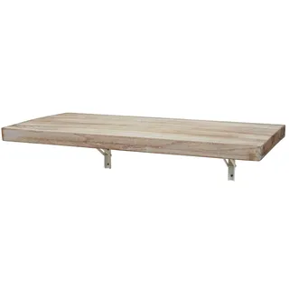 Mendler Wandtisch HWC-H48, Wandklapptisch Wandregal Tisch, klappbar Massiv-Holz ~ 120x60cm naturfarben