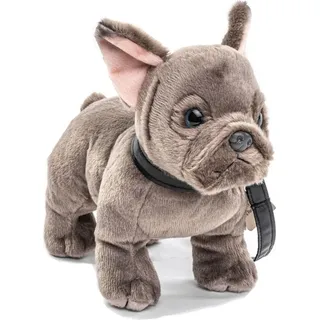 Uni Toys Französische Bulldogge mit Leine grau HT-30145