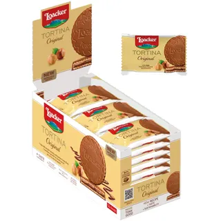 Loacker - Gran Pasticceria Tortina Original - Mit Milchschokolade überzogene Waffeln mit Haselnusscreme-Füllung - Essen und Snacks - Verpackung enthält 24 Stk. á 21 g