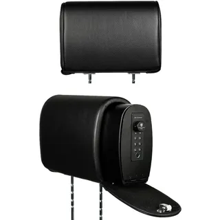 THE HEADREST SAFE Kopfstützen-Safe aus Kunstleder, abnehmbar, Beifahrersitz, Schwarz, HRSLIDEBUNDBL02