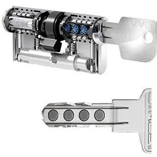EVVA MCS Hochsicherheits-Doppelzylinder mit 3 Schlüsseln, Länge 31/36mm, Magnet-Technologie, Not- und Gefahrenfunktion BSZ, Modularbauweise, Aufbohr-, Abreiß- und Ziehschutz