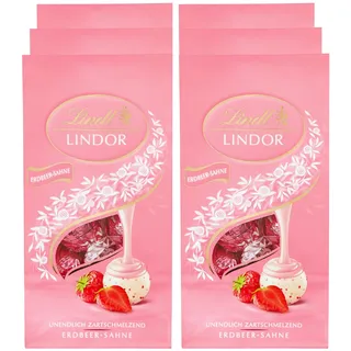 Lindt Lindor Erdbeer Sahne 100 g, 6er Pack