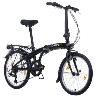 Carratt Alu Fahrrad Faltrad Klappfahrrad 20 Zoll 7-Gang Erwachsene schwarz - Schwarz