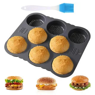 Gachiwar Silikon-Backform für Burger Buns & Kuchen - Ø 10cm, 12 Hohlräume, Antihaftbeschichtung - Backen Sie perfekte Burger Buns, Muffins, Schokoladenkuchen & mehr Küchen-Backwerkzeug! (8 Kammern)