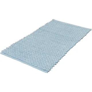 Badematte KLEINE WOLKE "Willow" Gr. 3, blau, H:10mm, Polyester, Baumwolle, Badematten, Badteppich, gewebt, Uni Farben, quadratisch oder rechteckig