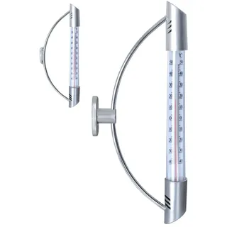 ORION GROUP Fensterthermometer Außenthermometer 24 cm Gartenthermometer Analog Thermometer Temperaturanzeige Silber