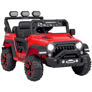COSTWAY 12V Kinderauto Elektrisch mit 2,4G Fernbedienung & USB & Licht & Musik, 1-5 km/h (Rot) - Rot
