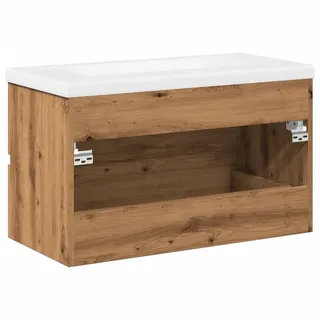 vidaXL Waschbeckenunterschrank, mit Einbaubecken Artisan-Eiche
