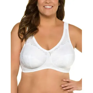 Ulla Popken Damen große Größen Übergrößen Plus Size Entlastungs-BH, ohne Bügel, Spitze weiß 125C 659343209-125C
