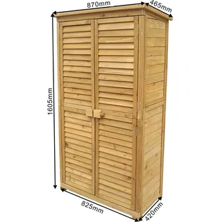 Wiltec Gartenhaus mit Lamellentür Fichtenholz Bitumendach 870x465x1600mm für Garten, Terrasse + Gartenschrank, Gartenhaus