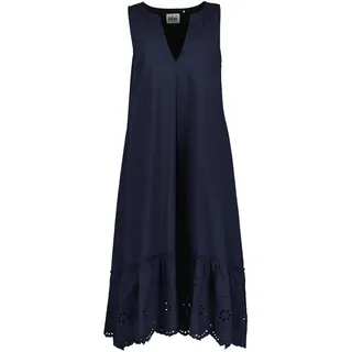 blue seven Sommerkleid BLUE SEVEN "Blue Seven Maxikleid", Damen, Gr. 38, blau (595, nachtblau), 100% Baumwolle, lang, Rundhals, ohne Ärmel, Kleider