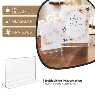 HMF 46924 Acryl Tischaufsteller gerade, DIN A5 Querformat, Glasklar