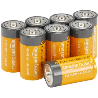 Amazon Basics Alkali-Batterien vom Typ C (Babyzellen), 1,5 V, 5 Jahre lagerfähig, 8 Stück