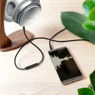 kwmobile Kopfhörerkabel für Bose QuietComfort 35 - Ersatz Kabel 140 cm Mikrofon Lautstärkeregler - 3.5mm Klinke