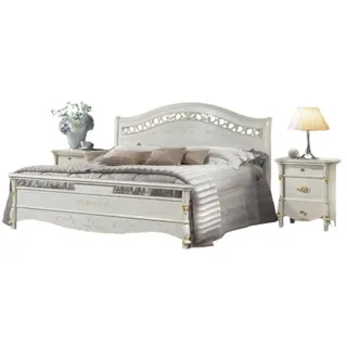 Xlmoebel Schlafzimmer-Set Modern Schlafzimmer Bett mit 2x Nachttische Weiß, (3-tlg., Bett / 2x Nachttische), Hergestellt in Europa weiß