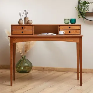 Idimex Schreibtisch Milano mit 4 Schubladen und 1 Fach, kastanienfarben aus Massivholz, robuste Verarbeitung PC-Tisch mit Stauraum für Büro und Home-Office