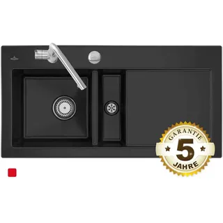 V&B Spüle Subway 60 li, m Abl.garn, Exzenter, pure black