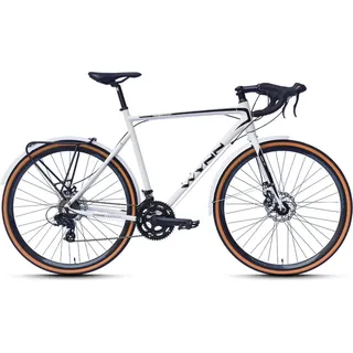 WYNN Gravelbike Gravel 28 Zoll GRL1.1 weiß Rahmenhöhe 58 cm Damen Herren 14 Gänge Gepäckträger Schutzbleche - Weiß