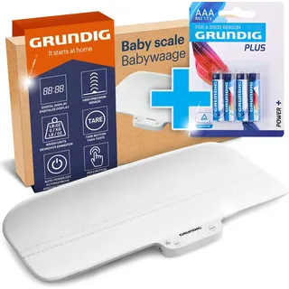 Grundig Babywaage mit Körperlängen Messung - hochpräzise Baby Waage mit Hold Automatik für genaue Ergebnisse bei Strampelmäusen - Digital Scal...