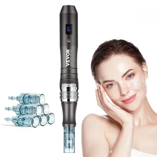 Vevor Professioneller Microneedling-Stift, elektrischer Derma-Pen mit 3 PCS * 16-Pin + 3 PCS * 36-Pin-Einwegkartusche, 6-Gang-Dermapen-Schönheitsgerät mit LCD-Display und 0-2,5 mm einstellbarer