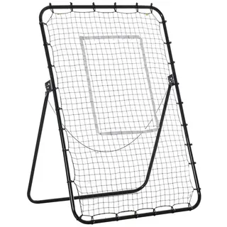 Homcom Fußball Rebounder Klappbarer Fußballtor, Kickback Rückprallwand mit 4 Verstellbaren Stufen, schwarz 123L x x 178,5H cm