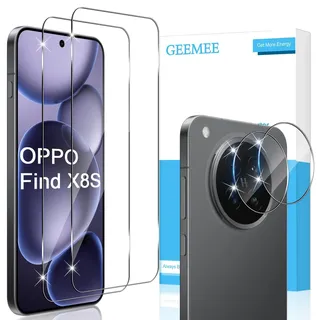 GEEMEE 2+2 Stück für Panzerglas für OPPO Find X8S, Schutzfolie + Kamera schutzfolie 9H HD Filmhärte Gehärtetem Schutzglas Hohe Empfindlichkeit Displayschutzfolie