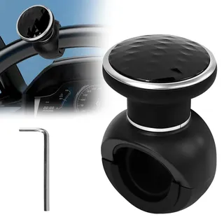 Zuxbolf Lenkradknauf Universal 360°Drehbarer Lenkknauf Spinner mit Schraubenschlüssel Lager Lenkrad Lenkhilfe für Auto Motorrad Boot Simulator (Schwarz)