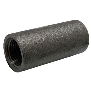 Stahlmuffe lang schwarz 1/2" - 100 mm - sandgestrahlte Oberfläche