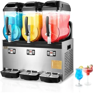 VEVOR kommerzielle Slusheis Maschine 12 L x 3 Dreifachtank-Maschine für gefrorene Getränke, 144 Tassen Edelstahl Slush-Eis-Maschine mit Tastenfel...