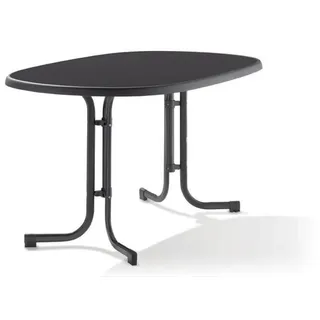 Sieger Boulevard-Klapptisch mit mecalit-Pro-Platte 140 x 90 x 72 cm eisengrau/schieferdekor anthrazit oval